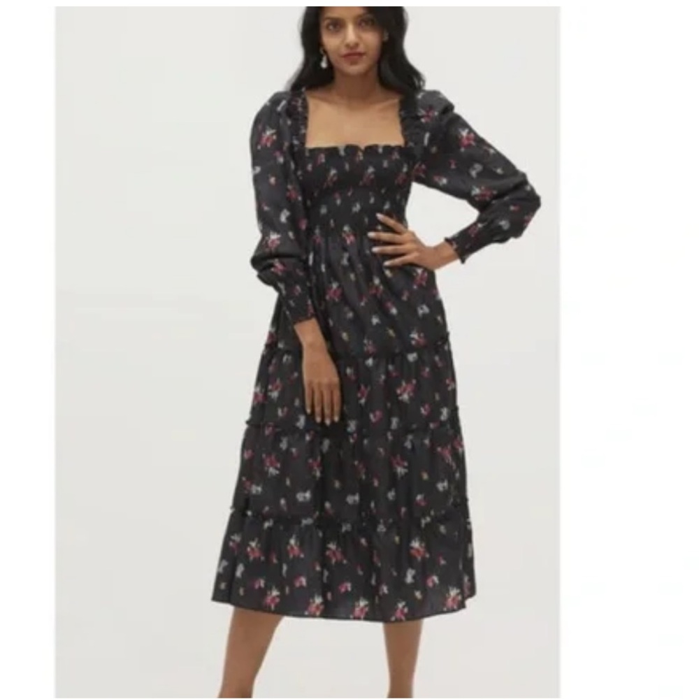 Hill House Naomi Nap Dress | Black Ikat Pattern